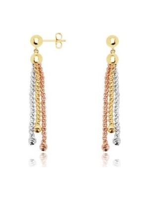 Diamond Line-Gülaylar 14 Ayar 3 Renkli Altın Toplu Küpe