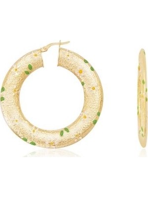 Diamond Line-Gülaylar 14 Ayar Altın Halka Küpe