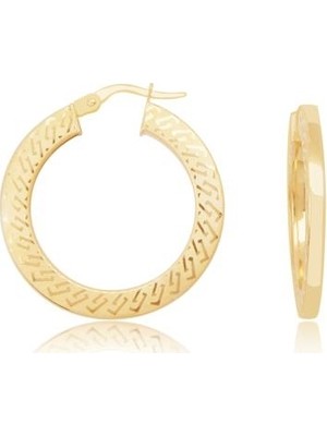 Diamond Line-Gülaylar 14 Ayar Altın Halka Küpe