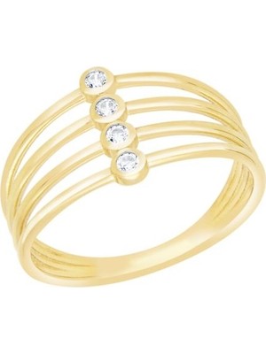 Diamond Line-Gülaylar - Altın 14 Ayar Trend Yüzük