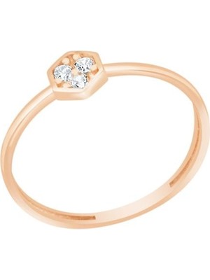 Diamond Line-Gülaylar - Altın 14 Ayar Geometrik Yüzük