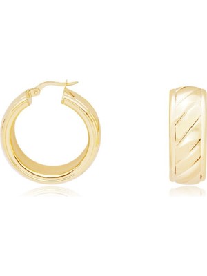 Diamond Line-Gülaylar 14 Ayar Sarı Altın Burgu Halka Küpe