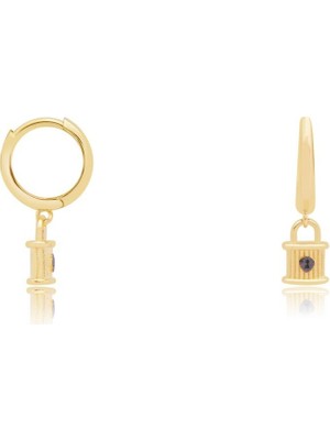 Diamond Line-Gülaylar 14 Ayar Sarı Altın Sallantılı Halka Küpe