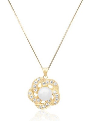 Diamond Line-Gülaylar 14 Ayar Sarı Altın Inci Kolye