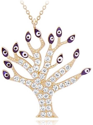 Diamond Line-Gülaylar 14 Ayar Sarı Altın Ağaç Kolye