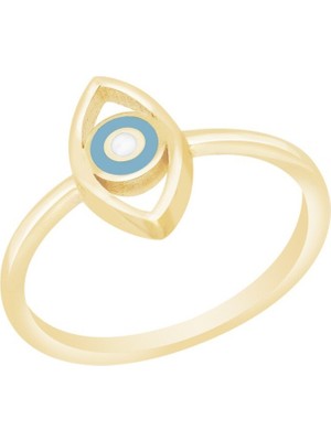 Diamond Line-Gülaylar Altın 14 Ayar Nazar Boncuğu Yüzük