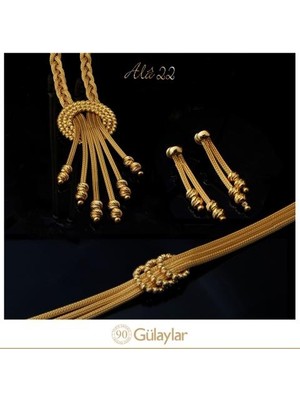 Diamond Line-Gülaylar 22 Ayar Sarı Altın Toplu Küpe