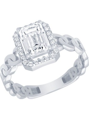 Diamond Line-Gülaylar Beyaz Altın 14 Ayar Baget Yüzük