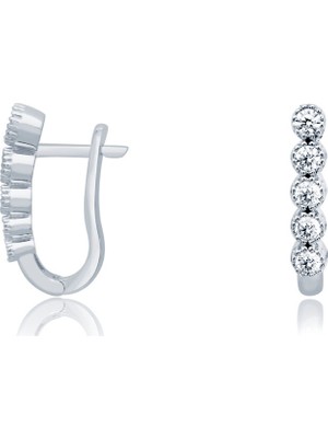 Diamond Line-Gülaylar 14 Ayar Beyaz Altın J Küpe