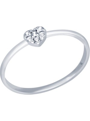 Diamond Line-Gülaylar Beyaz Altın 14 Ayar Kalp Yüzük