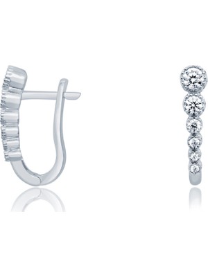 Diamond Line-Gülaylar 14 Ayar Beyaz Altın J Küpe