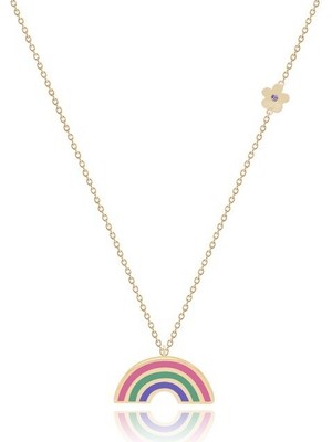 Diamond Line-Gülaylar 14 Ayar Sarı Altın Gökkuşağı Çocuk Kolyesi