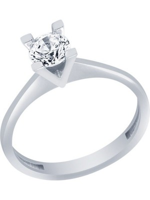 Diamond Line-Gülaylar Beyaz Altın 14 Ayar Tektaş Yüzük