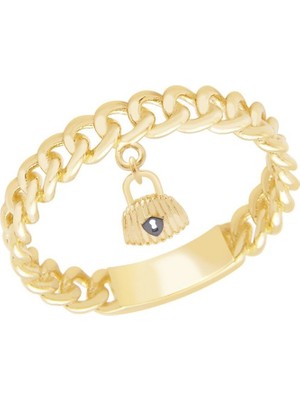 Diamond Line-Gülaylar Sarı Altın 14 Ayar Trend Taşsız Yüzük