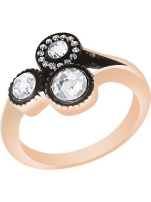 Diamond Line-Gülaylar Pembe Altın 8 Ayar Elmas Görünümlü Yüzük