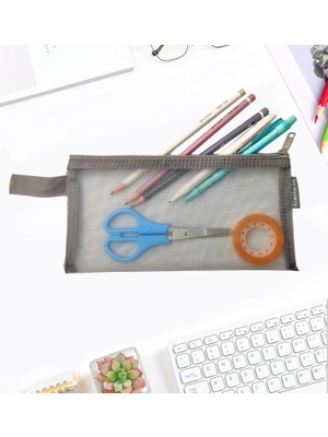 Limmy Kalem Kutusu Şeffaf File Yıkanabilir Mesh Kalemlik - Gri