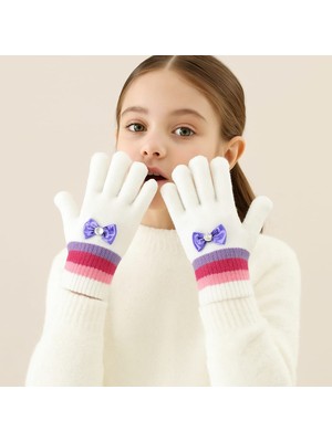 Gigi Giyim Kurdeleli Fiyonk Detaylı Kız Çocuk Örme Eldiven