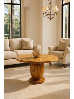 Verona Ahşap Orta Sehpa Tik Ağacı Renk Mantar Sehpa