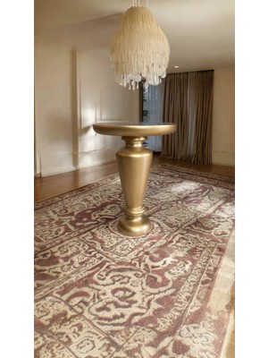 Doğal Masif Ahşap Tekli Yan Sehpa Altın Renk Modern Mantar Sehpa