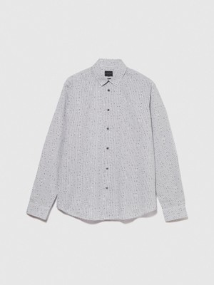 Sisley %100 Koton Desenli Poplin Gömlek Erkek Gri Gömlek - 323A597RSQ02S