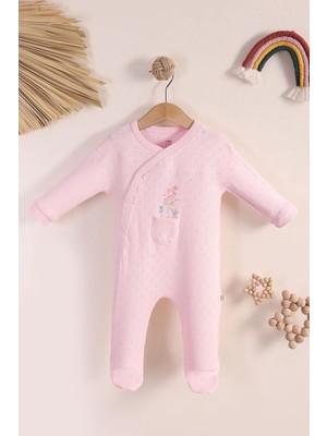 Kidello Pembe Fistolu Tavşanlı Cepli Kız Bebek Tulum