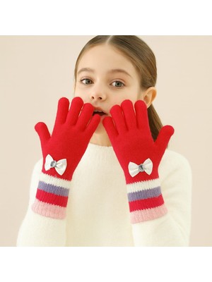 Gigi Giyim Kurdeleli Fiyonk Detaylı Kız Çocuk Örme Eldiven