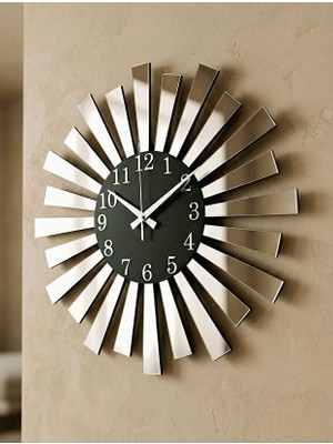 AA Shop Siyah Gümüş Aynalı Pleksi Piyano Model Sayılı Ev Hediyelik Duvar Saati