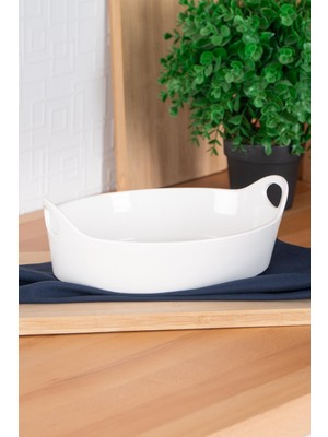 UltraNova Bianco Perla Oval Kulplu Kase 26 Cm, Şık ve Dayanıklı Tasarım