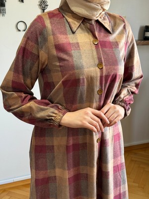 Boy Düğmeli Kadife Gömlek Elbise 2210 Navra | Fendel