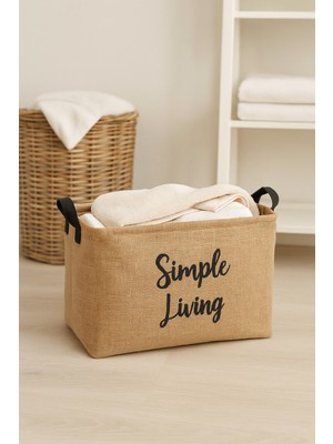 Jüt Simple Living Baskılı Küçük Boy Düzenleyici Saklama Sepeti 15X25X18