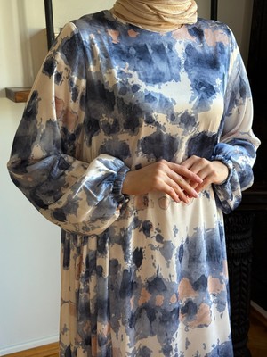 Yandan Büzgülü Desenli Saten Elbise 1906 Navra | Fendel