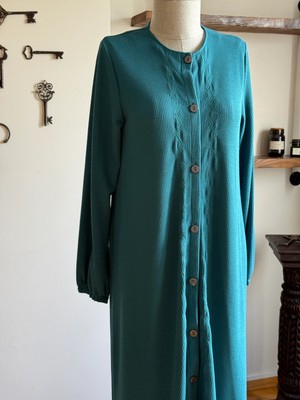 Boy Düğmeli Nakışlı Örme Elbise 2406 Navra | Fendel