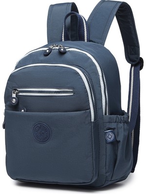 Hüvendo Smart Su Geçirmez Krınkıl Kumaş Tablet Bölmeli Orta Boy Kadın Günlük Sırt Çantası Lacivert