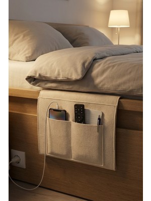 YUNUSOĞLU HOME Baş Ucu Krem Keçe Organizer Düzenleyici Çok Amaçlı Kullanım