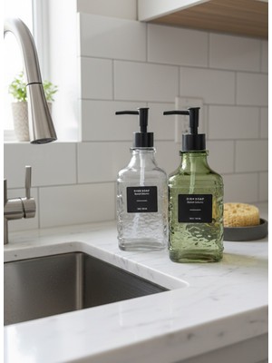 Rooc Home 2’li Cam Sıvı Bulaşık Sabunluk Seti – 500 ml