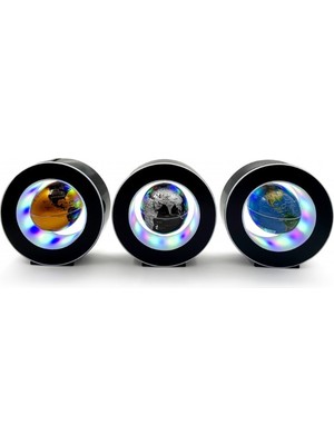 Neonova Manyetik Siyah Model Yuvarlak Ledli Dünya Küre