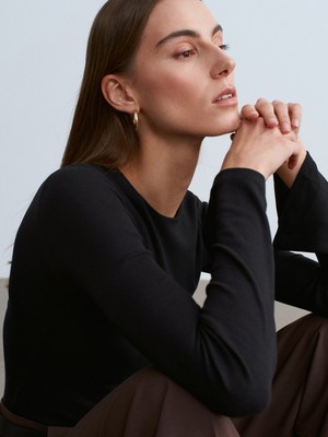 Dilvin 32284 Bisiklet Yaka Uzun Kollu Top-Siyah