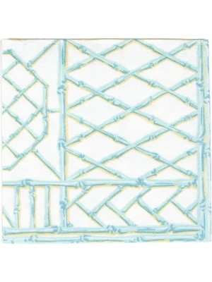 Caspari Bamboo Screen Robin's Egg Paper Linen Cocktail Napkins - 15 Per Package