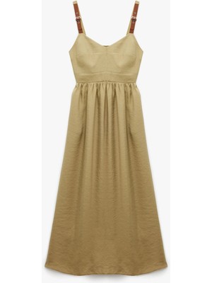 Koton Kolsuz V Yaka A Kesim Modal Askılı Uzun Elbise  (Ss 25)