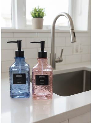 Rooc Home 2’li Cam Sıvı Bulaşık Sabunluk Seti – 500 ml