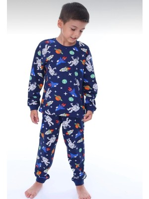 Astronot Temalı Uzay Pamuklu Erkek Pijama Takımı