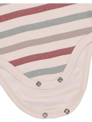 Civil Baby Çizgi Empirme 0-3 Yaş Çıtçıtlı Badi - Bej 18-24 Ay