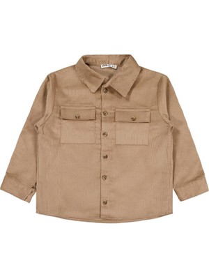 Civil Boys Çift Cepli Kadife 6-9 Yaş Gömlek - Bej 9-10 Yaş