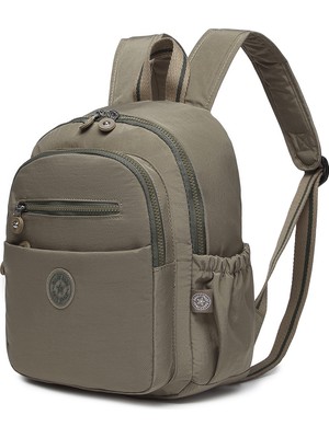 Hüvendo Smart Su Geçirmez Krınkıl Kumaş Tablet Bölmeli Orta Boy Kadın Günlük Sırt Çantası Açık Kahverengi