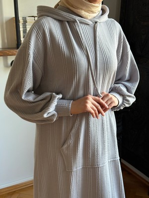 Kapüşonlu Cepli Örme Elbise 2401 Navra | Fendel