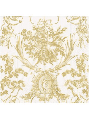 Caspari Romantic Toile Gold Dinner Napkins - 20 Per Package