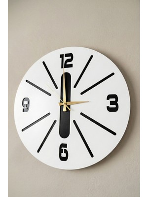AA Shop Beyaz Renk Ahşap Dekoratif Duvar Saati 50 cm Yuvarlak Şekil Modern Tasarım