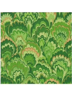 Caspari Marbled Ceramica Green Cocktail Napkins - Includes 20 Cocktail Napkins
