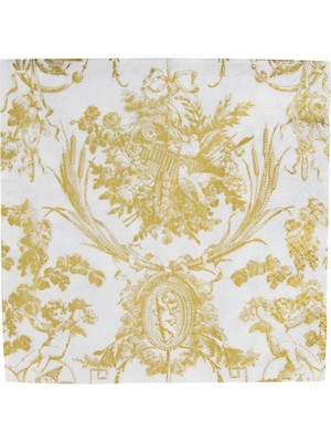 Caspari Romantic Toile Gold Luncheon Napkins - 20 Per Package