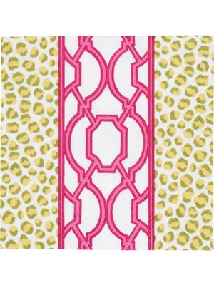 Caspari Knots And Spots Green & Fuchsia Cocktail Napkins - 20 Per Package
